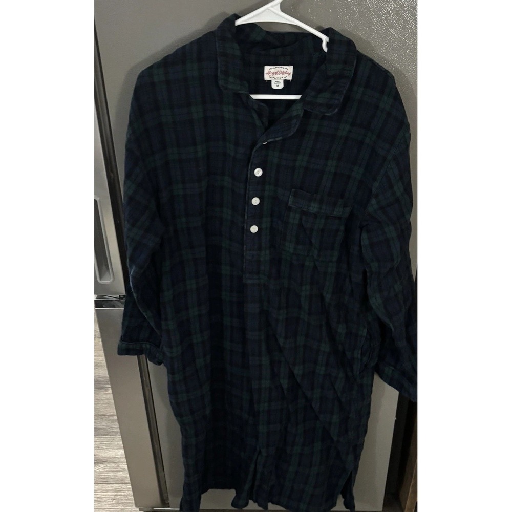 Lanz of Salzburg Sweet & Simple Black Watch Plaid Flannel Nightgown Medium